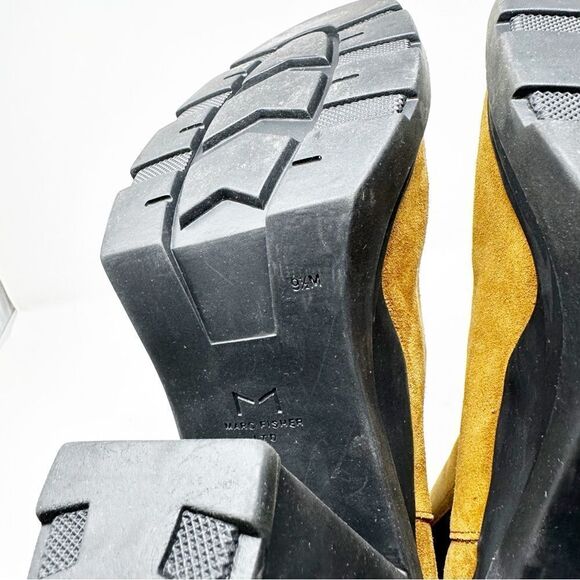 Marc Fisher Vanlisa Black Suede Heeled Lug Chelsea Rubber Heel Slip On Boot 9.5 - Picture 8 of 10